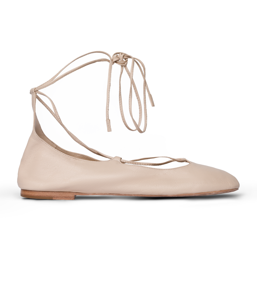 Alora Tie Flat -- Nude Nappa