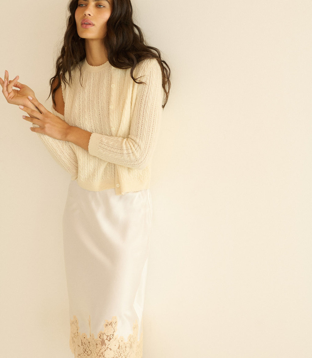 Danae Cashmere Cable Cardigan -- Dogwood