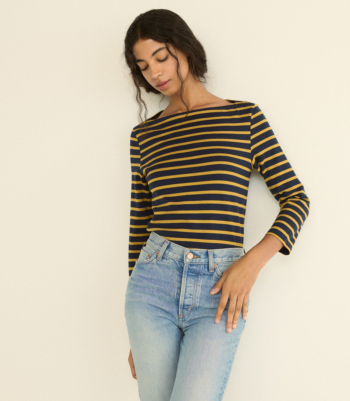 Donnie Tee -- Navy Breton Stripe