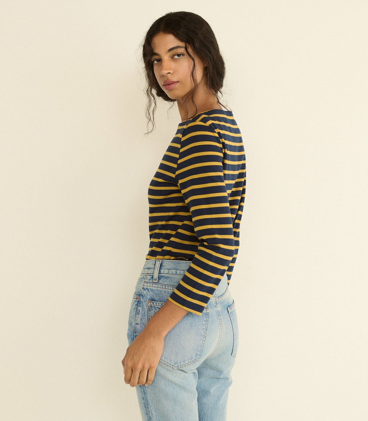 Donnie Tee -- Navy Breton Stripe