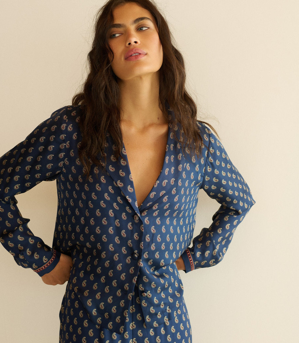 Elene Top -- Bleu Taormina Paisley