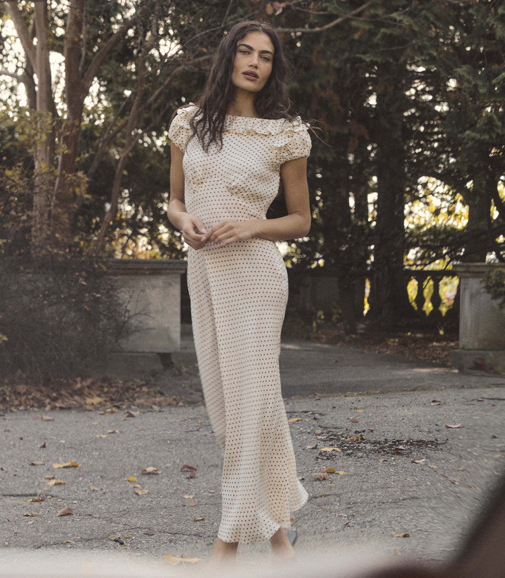 Emerence Dress -- Crème Portia Dot