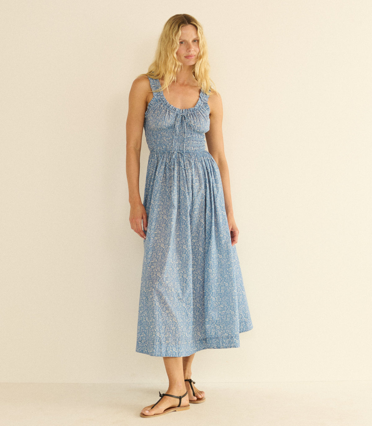 Emmaretta Dress -- Blue Garden Bloom