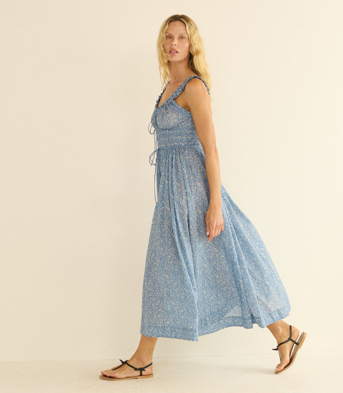 Emmaretta Dress -- Blue Garden Bloom