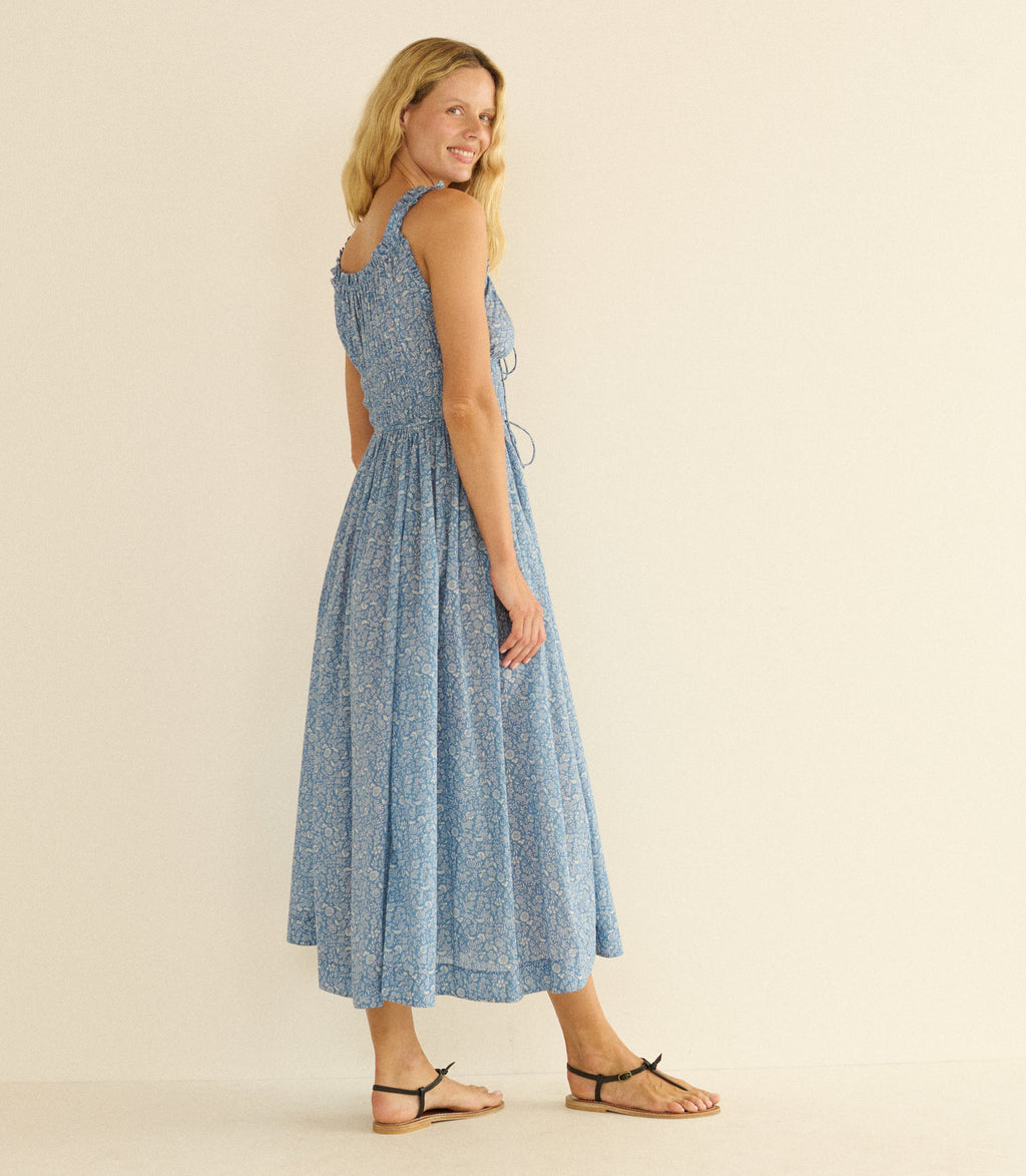 Emmaretta Dress -- Blue Garden Bloom