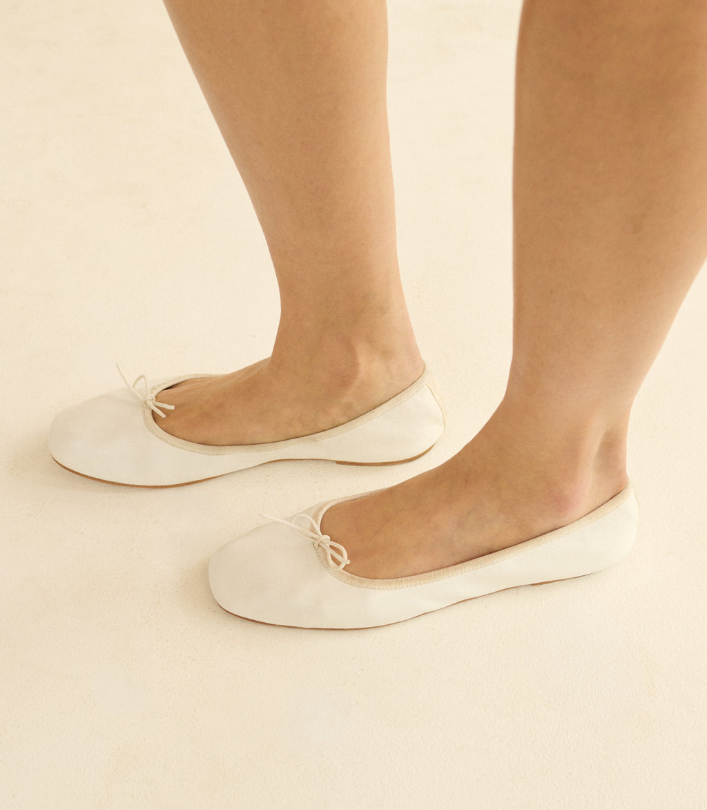 Fifi Ballet Flat -- White Nappa