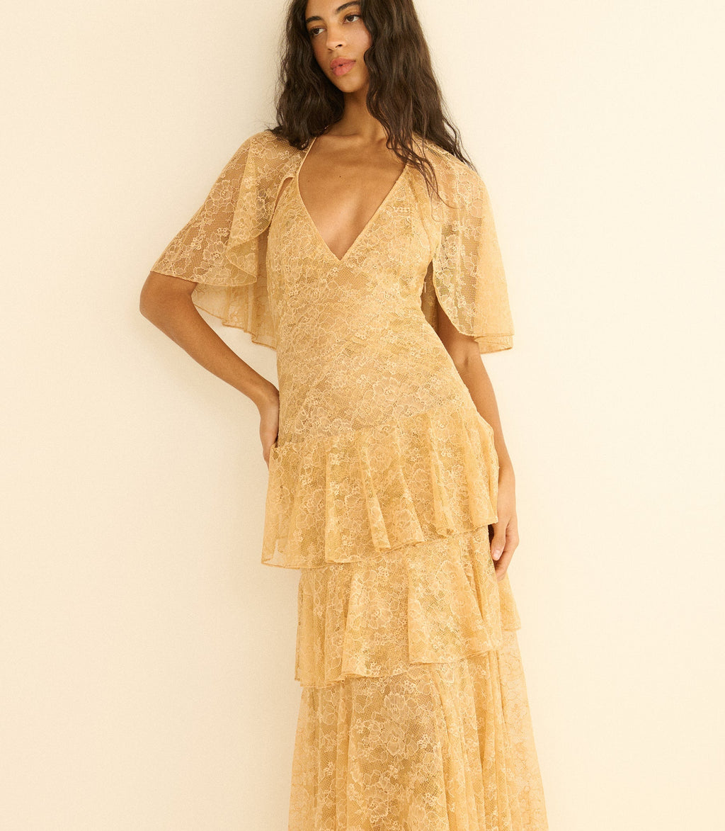 Gwyneth Dress -- Beige Pearl