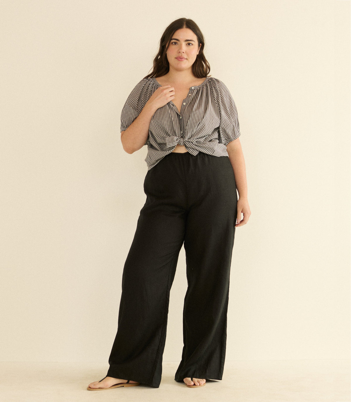 June Top -- Noir La Maddalena Gingham