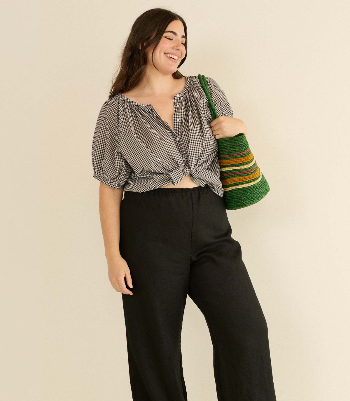 June Top -- Noir La Maddalena Gingham