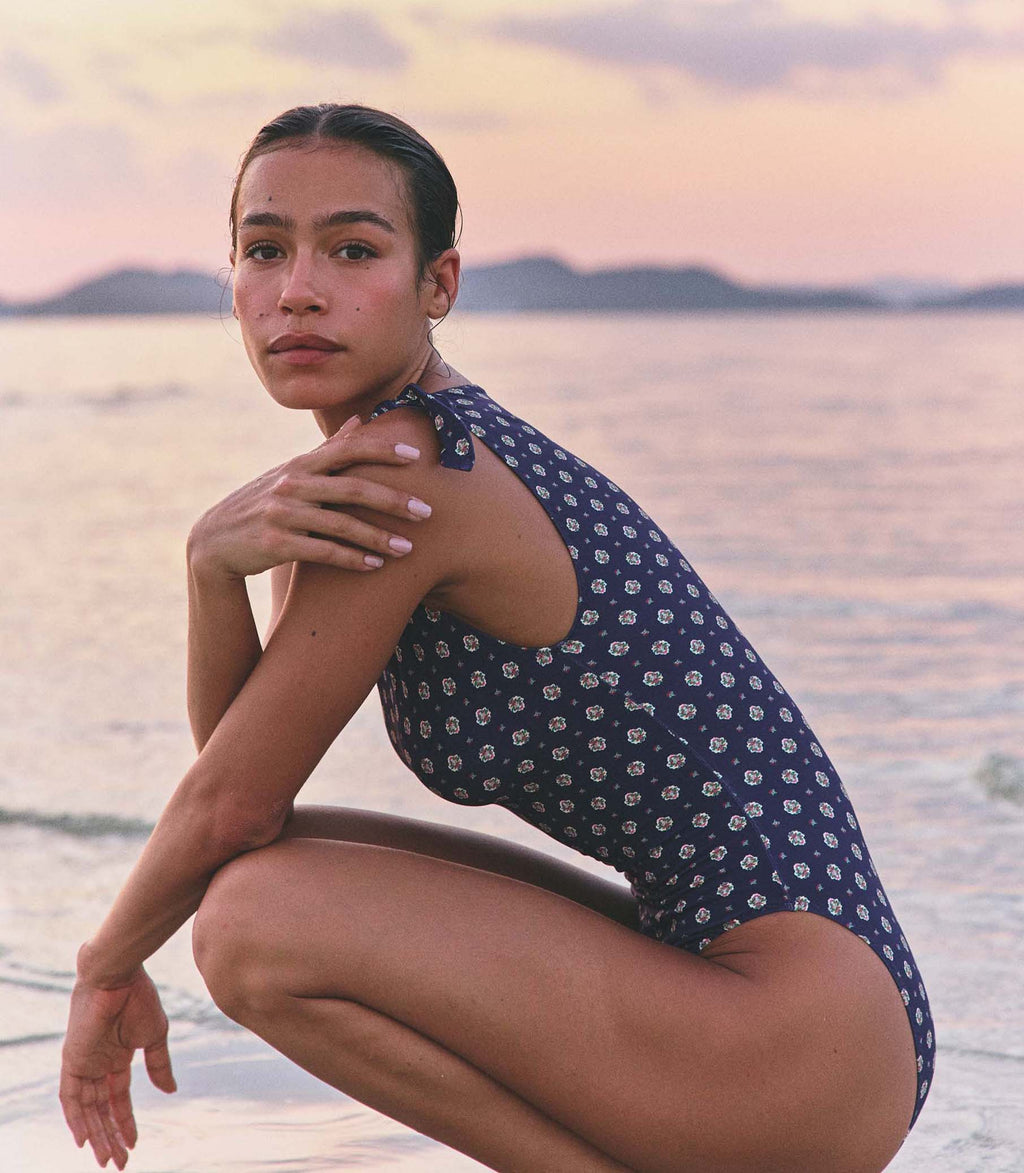 Malta Maillot -- Navy Cadiz Foulard
