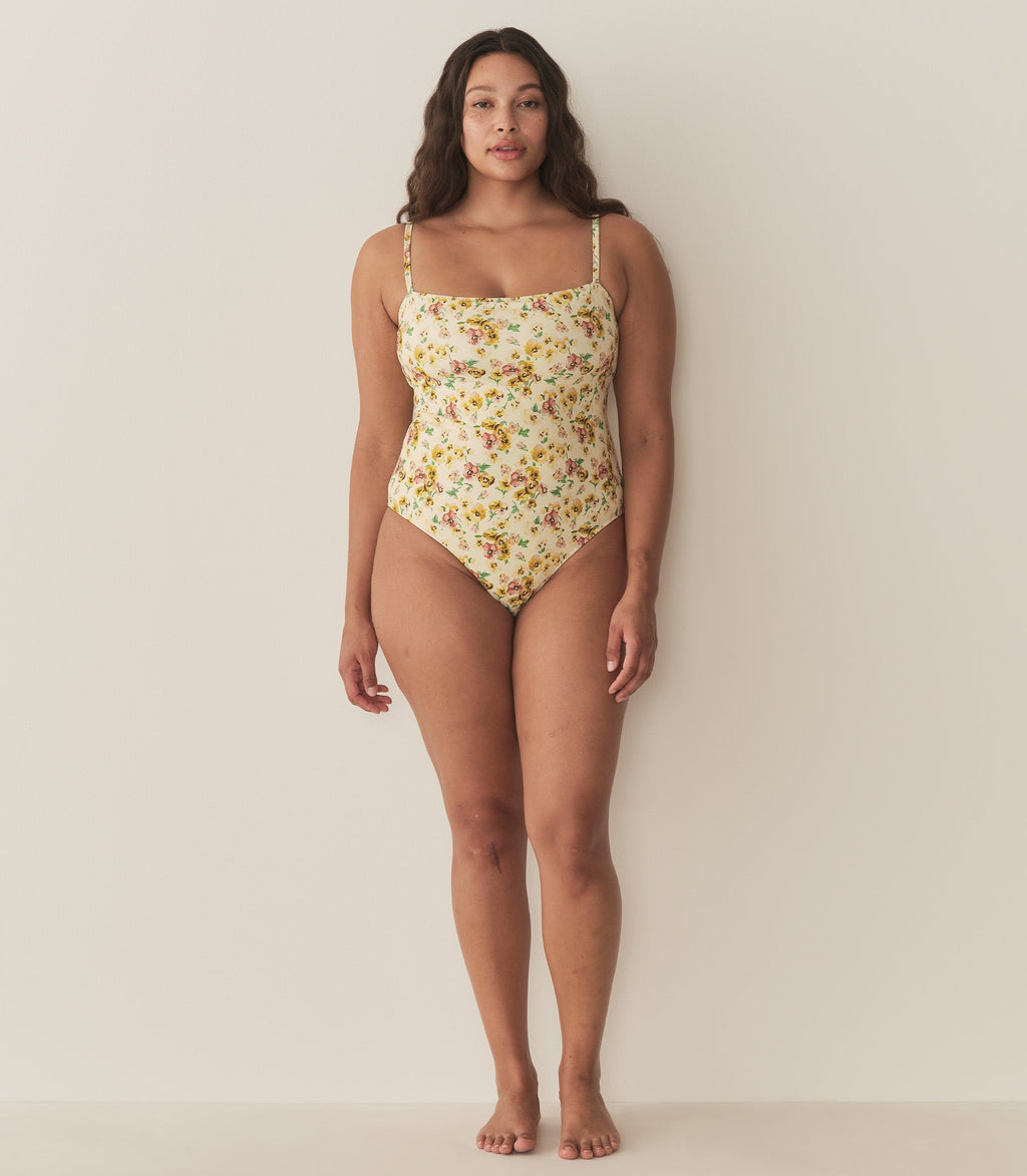 Marbella Maillot -- Citron Pansy Floral