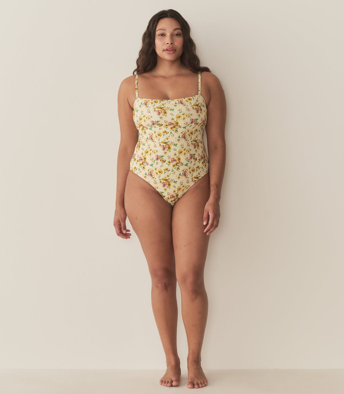 Marbella Maillot -- Citron Pansy Floral