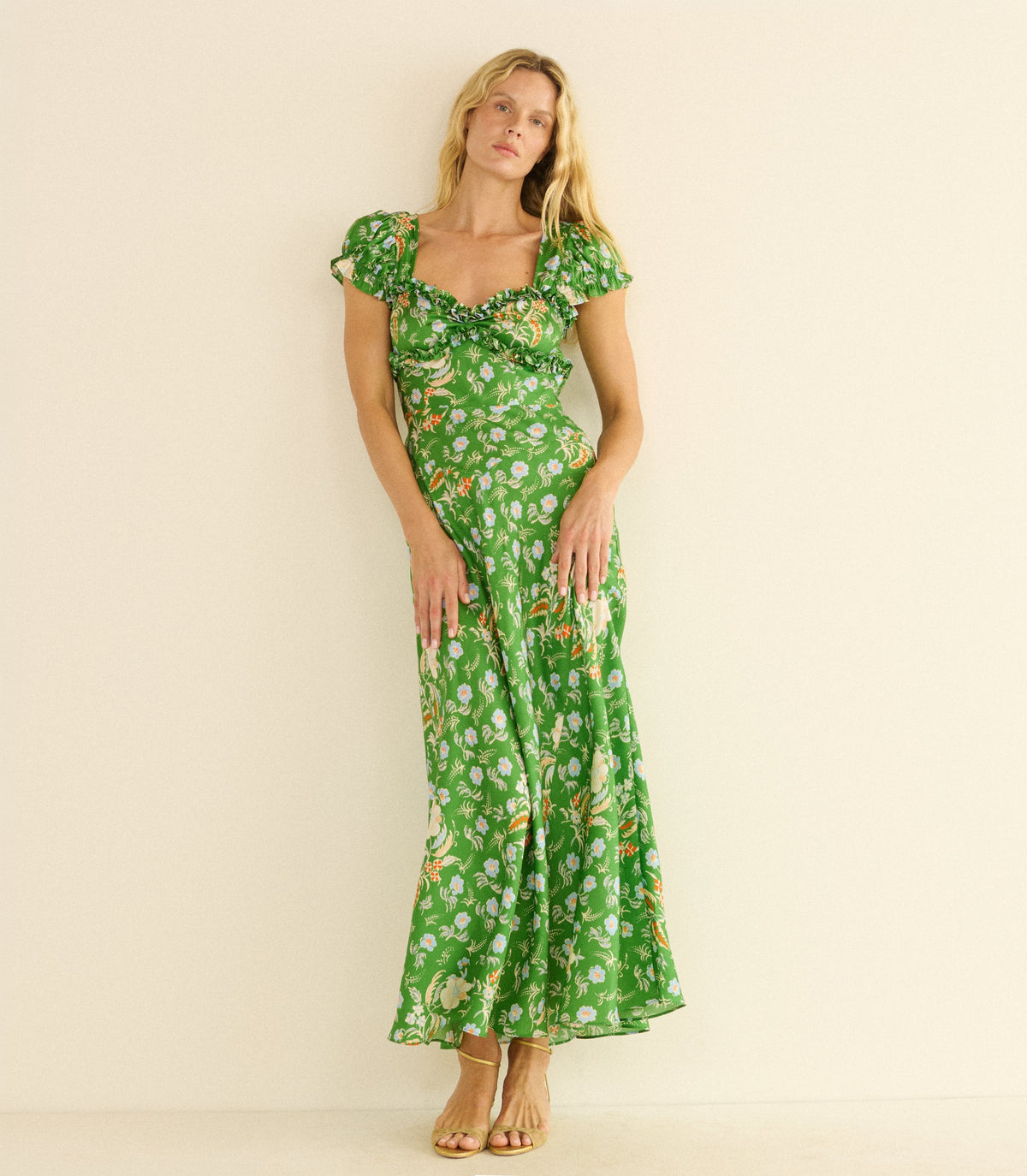 Valerine Dress -- Emerald Hollyhock Hills