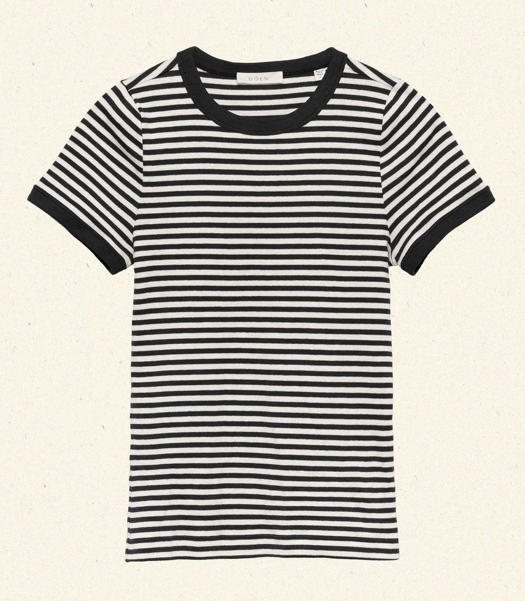 Vivi Tee -- Black Nantucket Stripe