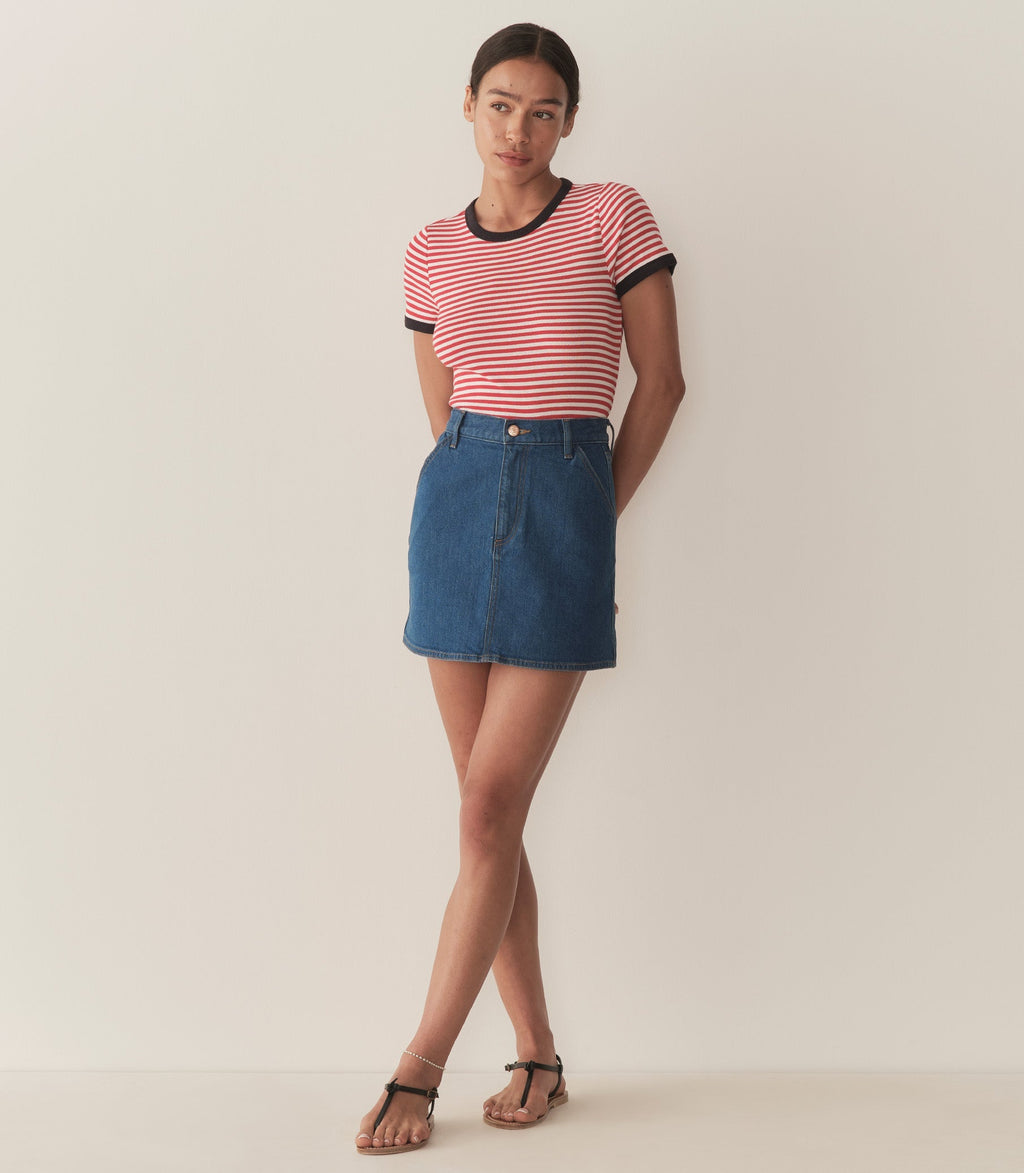 Vivi Tee -- Rouge Nantucket Stripe