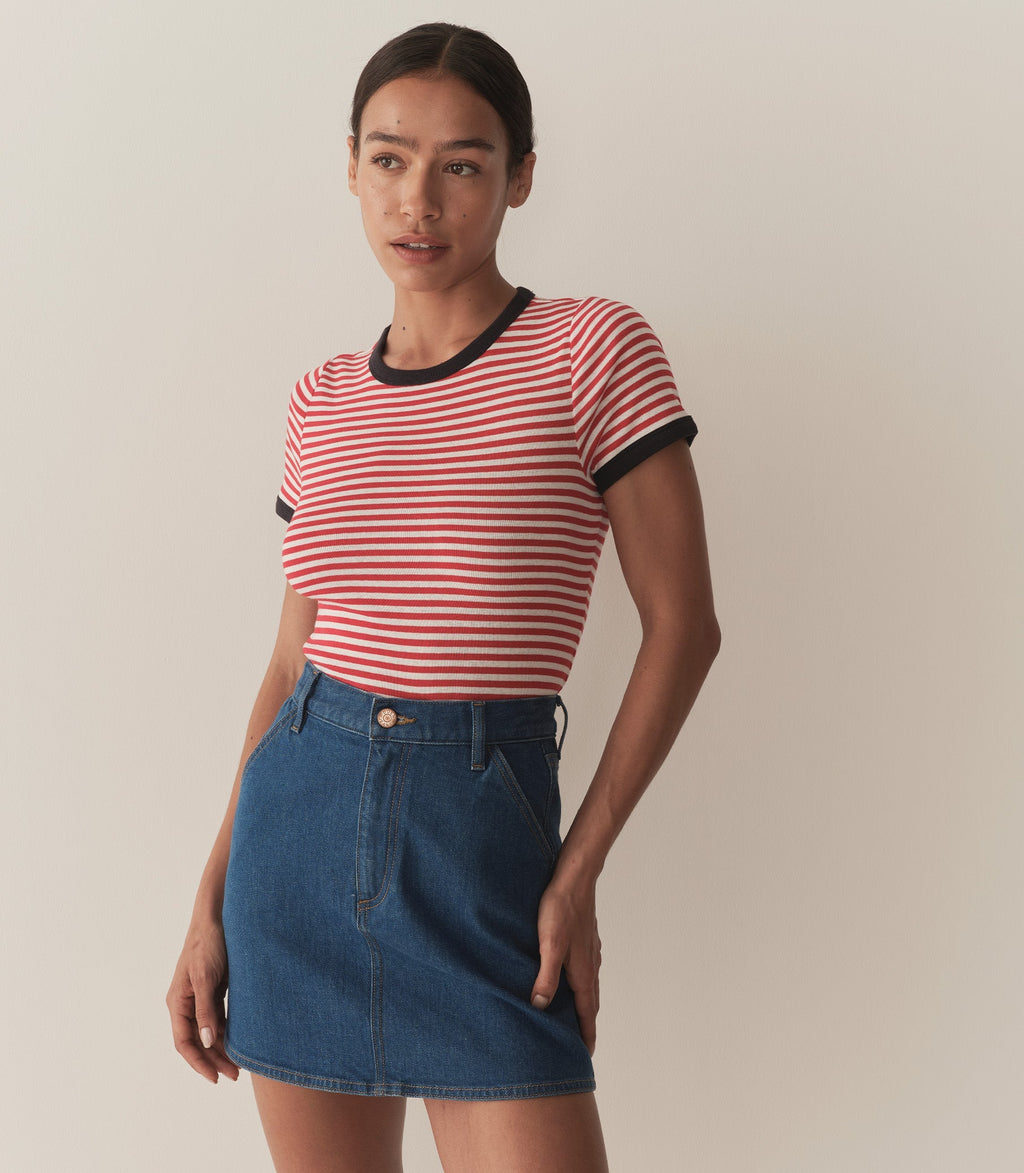 Vivi Tee -- Rouge Nantucket Stripe